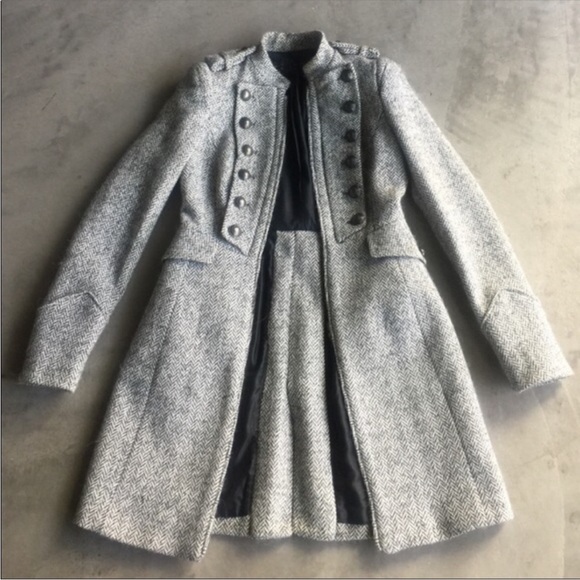 Zara Jackets & Blazers - Zara Herringbone Wool Blend Long Battalion Military Style Peacoat Small